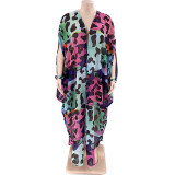 Plus Size Ladies Trendy Print Sunscreen Fashion Loose Chiffon Shirt