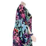 Plus Size Ladies Trendy Print Sunscreen Fashion Loose Chiffon Shirt