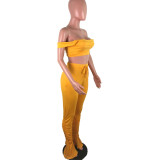 Custom Logo Sexy Off Shoulder Two-Piece Women's Customized Printing Two Piece Pants Set