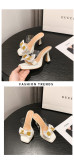 Women's Shoes Metal Decorative Bow High Heel Platform Sandals And Slippers