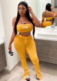 Custom Logo Sexy Off Shoulder Two-Piece Women's Customized Printing Two Piece Pants Set