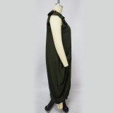 Plus Size Women Solid Pocket Oversized Dress