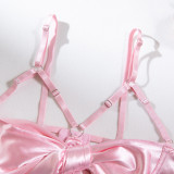 Women Cutout Satin Sexy Lingerie Set