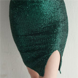 Women Straps Beaded Sequined Strap Sexy Evening Dress