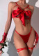 Women Cutout Satin Sexy Lingerie Set
