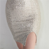 Women Straps Beaded Sequined Strap Sexy Evening Dress