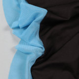 Women Contrasting Ruffles Line Irregular Mini Dress