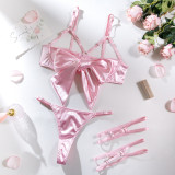 Women Cutout Satin Sexy Lingerie Set