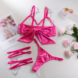 Women Cutout Satin Sexy Lingerie Set