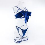 Women Cutout Satin Sexy Lingerie Set