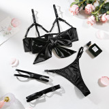 Women Cutout Satin Sexy Lingerie Set