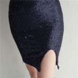 Women Straps Beaded Sequined Strap Sexy Evening Dress