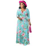 Plus Size Women Casual Print Maxi Dress