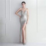 Women Sexy Sequined Maxi Evening Dress