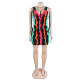 Women Contrasting Ruffles Line Irregular Mini Dress