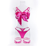 Women Cutout Satin Sexy Lingerie Set