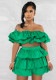 Women Sexy Ruffle Top and Shorts Two-Piece Set