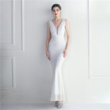 Women Beaded Sequin Maxi Mermaid Evening Gown