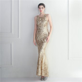 Women Backless Beading Sequin Embroidered Stage Concert Car Model Formal Party Wedding Long Evening Dress