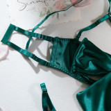 Women Cutout Satin Sexy Lingerie Set