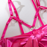 Women Cutout Satin Sexy Lingerie Set