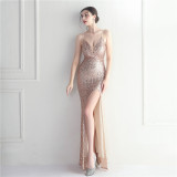 Women Sexy Sequined Maxi Evening Dress