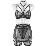 Sexy Lingerie Three-Piece Mesh Patchwork Sexy Clothes