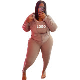 Custom Logo Women's Customized Printing Fashion Sports Casual Plus Size Two-Piece Pants Set Fall Winter Tracksuits