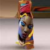 Summer women's sleeveless dress v-neck printed face dress