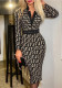 Autumn and winter fashion Plaid Print V-neck Bodycon long-sleeved sexy dress