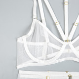 Sexy Lingerie Three-Piece Mesh Patchwork Sexy Clothes