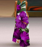 Summer women's sleeveless dress v-neck printed face dress