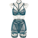 Sexy Lingerie Three-Piece Mesh Patchwork Sexy Clothes
