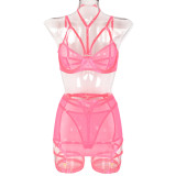 Sexy Lingerie Three-Piece Mesh Patchwork Sexy Clothes