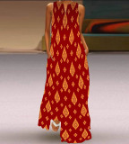 Summer women's sleeveless dress v-neck printed face dress