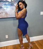 Custom Logo Women's Customized Printing Clothing Summer Stylish Backless V-Neck One Sleeve Slit Women's Customized Printing Dress