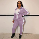 Custom Logo Women's Customized Printing Fashion Casual Patchwork Tracksuit Two-Piece Pants Set