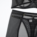 Sexy Lingerie Three-Piece Mesh Patchwork Sexy Clothes