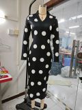 Autumn and winter fashion Plaid Print V-neck Bodycon long-sleeved sexy dress