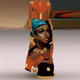 Summer women's sleeveless dress v-neck printed face dress