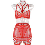 Sexy Lingerie Three-Piece Mesh Patchwork Sexy Clothes