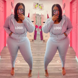 Custom Logo Women's Customized Printing Fashion Sports Casual Plus Size Two-Piece Pants Set Fall Winter Tracksuits
