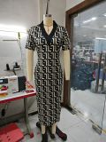 Autumn and winter fashion Plaid Print V-neck Bodycon long-sleeved sexy dress