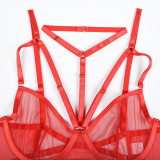 Sexy Lingerie Three-Piece Mesh Patchwork Sexy Clothes