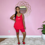 Custom Logo Women's Customized Printing Clothing Summer Camisole Top Slim Two-Piece Shorts Set