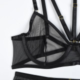 Sexy Lingerie Three-Piece Mesh Patchwork Sexy Clothes