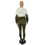 Custom Logo Women's Customized Printing Casual Patchwork Hooded Tracksuit Two-Piece Pants Set