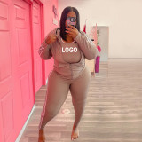 Custom Logo Women's Customized Printing Fashion Sports Casual Plus Size Two-Piece Pants Set Fall Winter Tracksuits