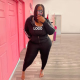 Custom Logo Women's Customized Printing Fashion Sports Casual Plus Size Two-Piece Pants Set Fall Winter Tracksuits