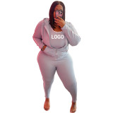 Custom Logo Women's Customized Printing Fashion Sports Casual Plus Size Two-Piece Pants Set Fall Winter Tracksuits